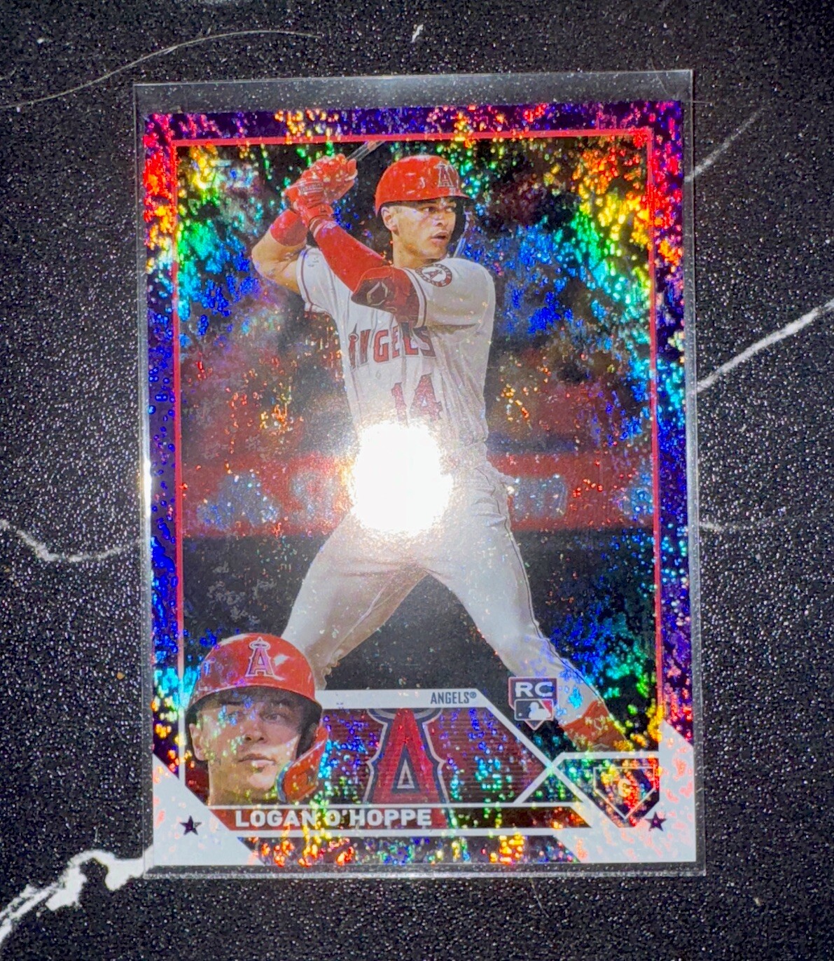 Logan O'Hoppe 2023 Topps Series 2 #363 Purple Foilboard Parallel /799 RC Angels