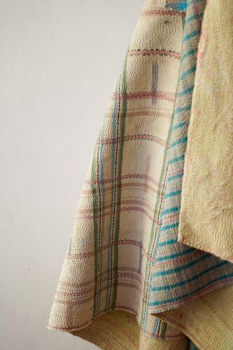 Multi Color High Quality Handmade Indian Vintage Kantha Quilts Bedding Blankets - Picture 3 of 3