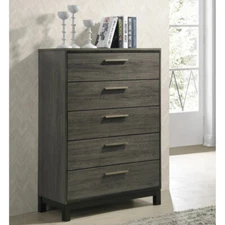 Roundhill Furniture Ioana 187 Antique Grey Finish Wood 5 Drawers Chest- PICK UP