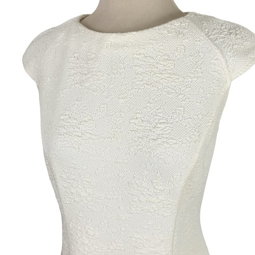 J. McLaughlin Cream Ivory Knit Floral DRESS S Wedding Cocktail Party Preppy - Picture 3 of 17