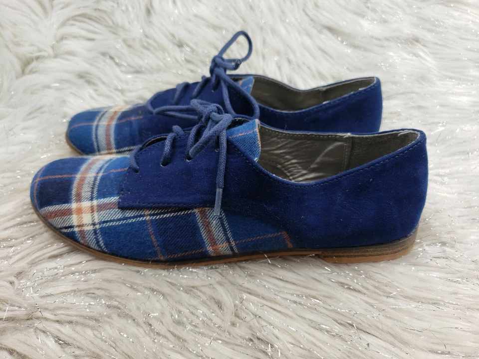 Zapatos informales QUPID azul a cuadros talla US 6,5 EUR 37,5 Foto 3 de 4