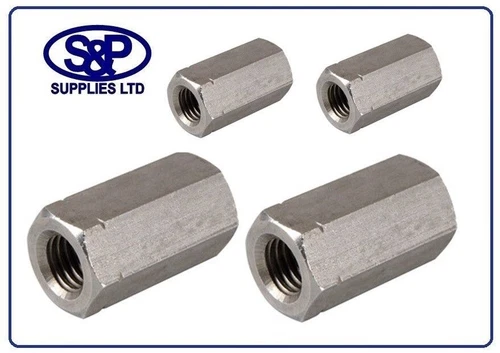 STAINLESS STEEL DEEP NUT HEX BAR CONNECTORS M5, M6, M8, M10, M12, M14, M16, M20