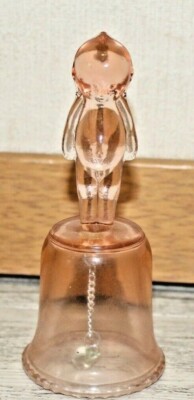 Rosa Depression Glas Kewpie, Puppenglocke