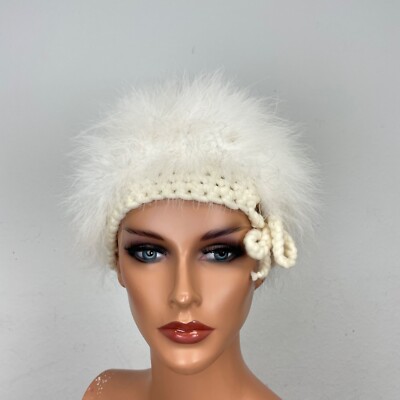 Vintage Fur Hat with Crocheted Detail Amber Crochet Faux fur Hat – PROD main image 3