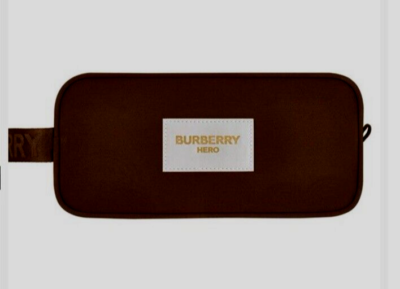Burberry Dark Brown Large Pouch Travel Dopp Kit Toiletry Bag w