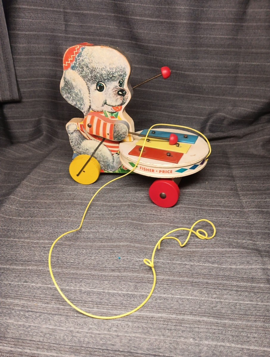 Vintage Fisher Price 739 Poodle Zilo 1962 Pull Toy Dog and