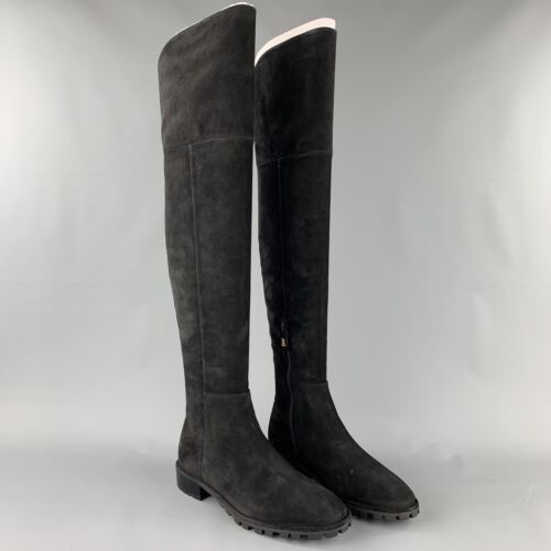 STUART WEITZMAN Ámbar Talla 10 ante Negro hasta la Rodilla Botas - Imagen 2 de 7