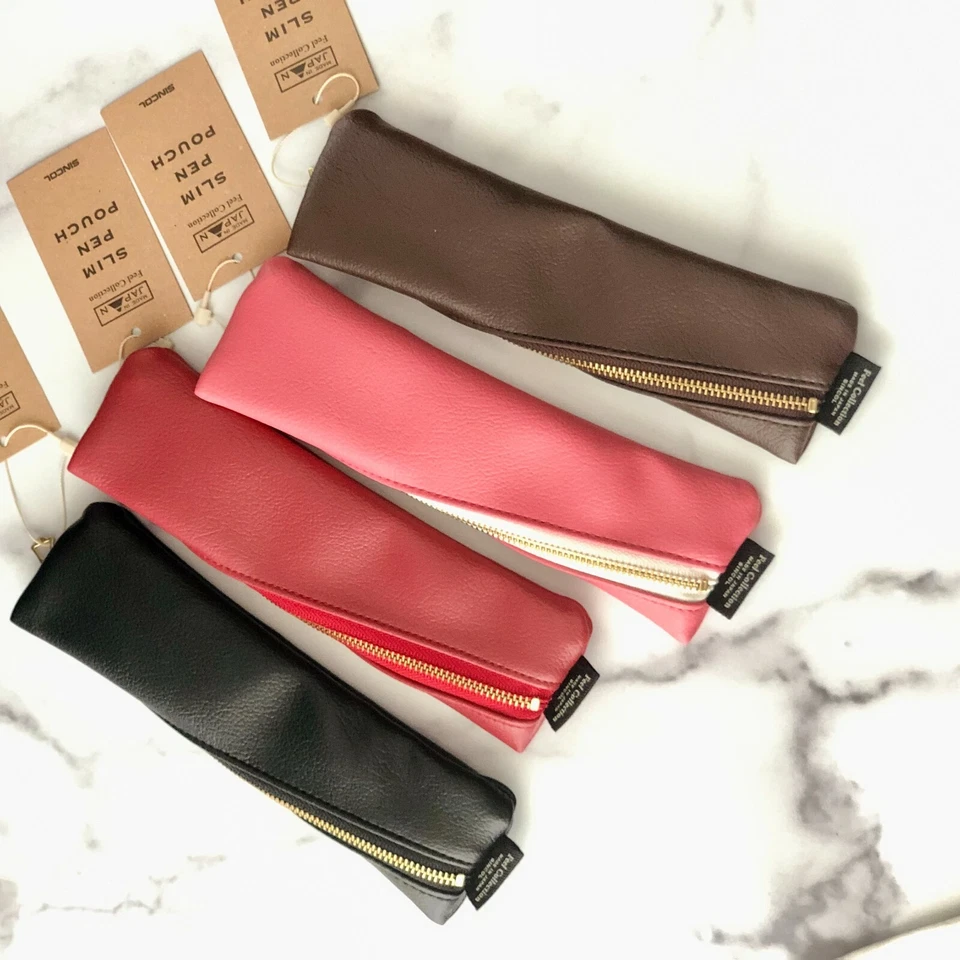 Estuche para lápices de cuero para bolígrafos bolsa papelería hecho en Japón Foto 4 de 4