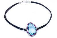 14kt White Gold Genuine Blue Topaz, Ruby & Diamond Black Cord Bracelet 7 Long on sale 14kt White Gold Genuine Blue Topaz, Ruby & Diamond Black Cord Bracelet 7 Long on sale