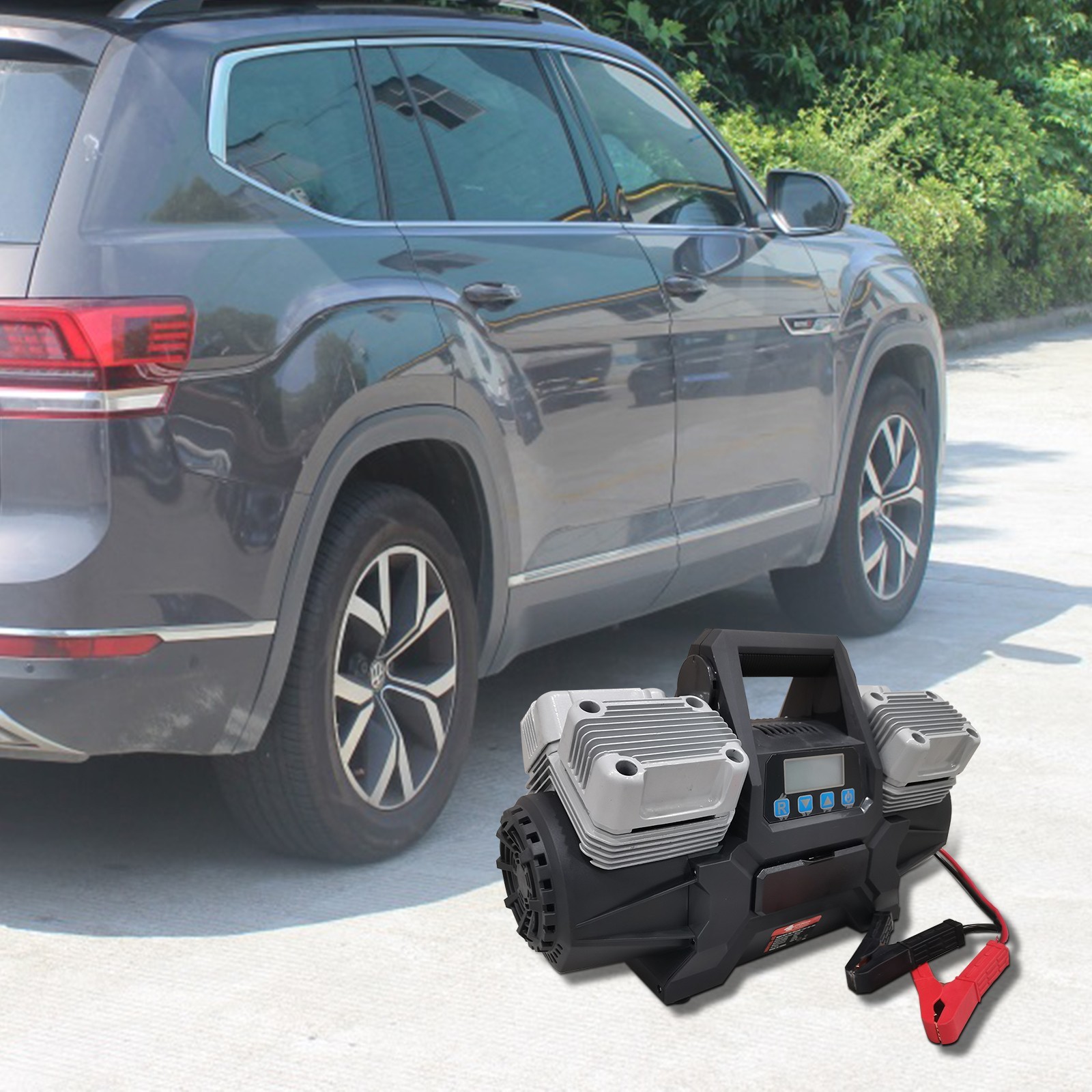 12V Quad Cylinder Air Compressor 150 PSI Heavy Duty Portable Tire Inflator