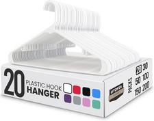 Plastic Hangers 20 Pack - Space Saving Clothes Hanger - Durable  Strong Closet