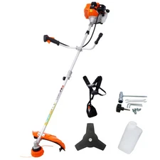 52cc Gas Powered String Trimmer w/10" Brush Cutter, Shoulder Strap