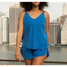 Left On Friday Women's First Place Blue Sport Silk Day Trip Tank Top Size S