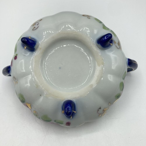 Antique Nippon Flow Blue Floral Creamer & Lidded Sugar Bowl Set Melon Gold Gilt - Picture 7 of 24