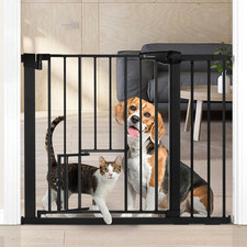 Auto Close Baby Gate with Cat Door, 29.5"-40.5" Extra Wide Dog Gate for House Do