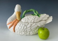 Scarce! FITZ and FLOYD White Goose Duck Soup Tureen w/Ladle LeCanard VIDEO!!