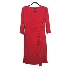 New Chaps Ralph Lauren Red Wrap Dress Large V-Neck 3/4 Sleeve Valentine Nwt