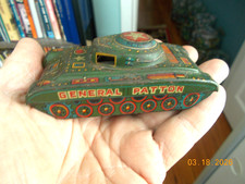 General Patton M.T.52 Tin Litho Friction Tank, Made in Japan, Worn, no Turret