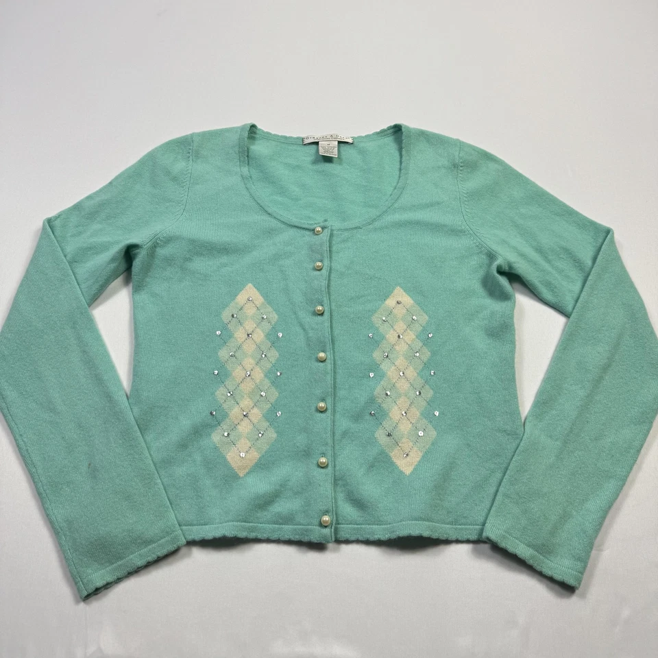 Женский свитер Grayson & Dunn средний кашемировый кардиган жемчуг стразы аргайл - Изображение 2 из 4