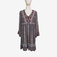 Maeve Anthropologie Naomi Embroidered Boho Tunic Dress Blue Motif Small NWT