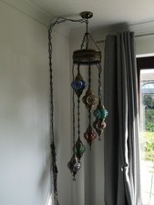Turkish Moroccan Glass Mosaic Hanging Ceiling Pendant Lamp Light 7 Large Globes