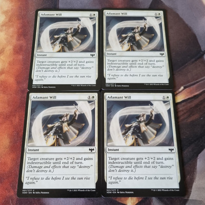 MTG 4 X Adamant Will 001 - Innistrad: Crimson Vow - Playset 4 Copies - Free Post