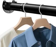 Closet Rod 17-54 IN, Heavy Duty Closet Hanging Rod for Clothes, Adjustable Cl...