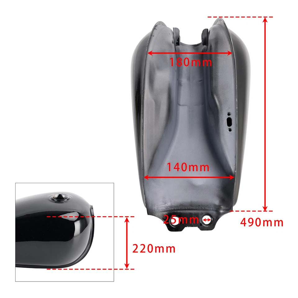 Black Cafe Racer Bobber Gas Tank Motorcycle Fuel Retro Classic For Suzuki GN125* - Image 2 of 4