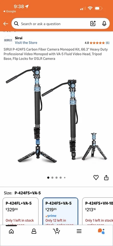 Sirui P-324S Carbon Fiber Photo/Video Monopod - Image 3 of 3