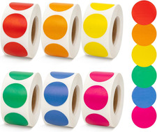 3000 Pcs 3/4" round Color Coding Labels Stickers - 6 Rolls, 500 Count Each