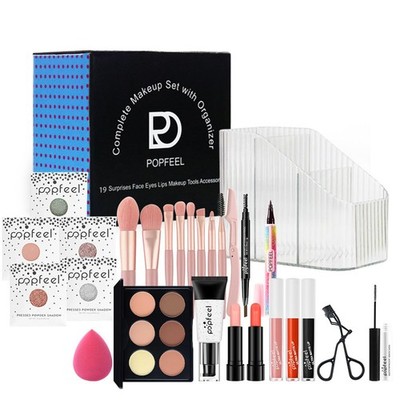 Makeup Set All in One Kit with Lipstick, Eyeliner, Mascara, Brushes - Perfect