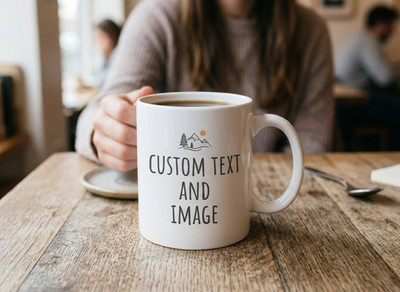 custom ceramic white mug (11 oz ) text and picture