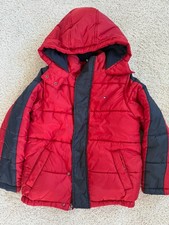 Tommy Hilfiger Boys Kids Puffer Winter Jacket Hoddie Fleece Lined Red size 8