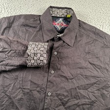 Robert Graham Shirt Mens XL Black Jacquard Long Sleeve Button Up Flip Cuffs
