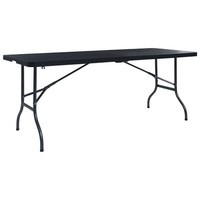 Gartentisch Klappbar 180 X 75 X 72 Cm Hdpe Rattan-Optik Schwarz