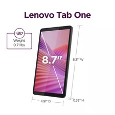 Lenovo - Tab One - 8.7" HD Tablet - 4GB RAM - 64GB eMMC - Luna Grey