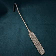 Brass Fireplace Flue Damper Pull Handle Hook ~ Open Closed Embossed ~ Reminder