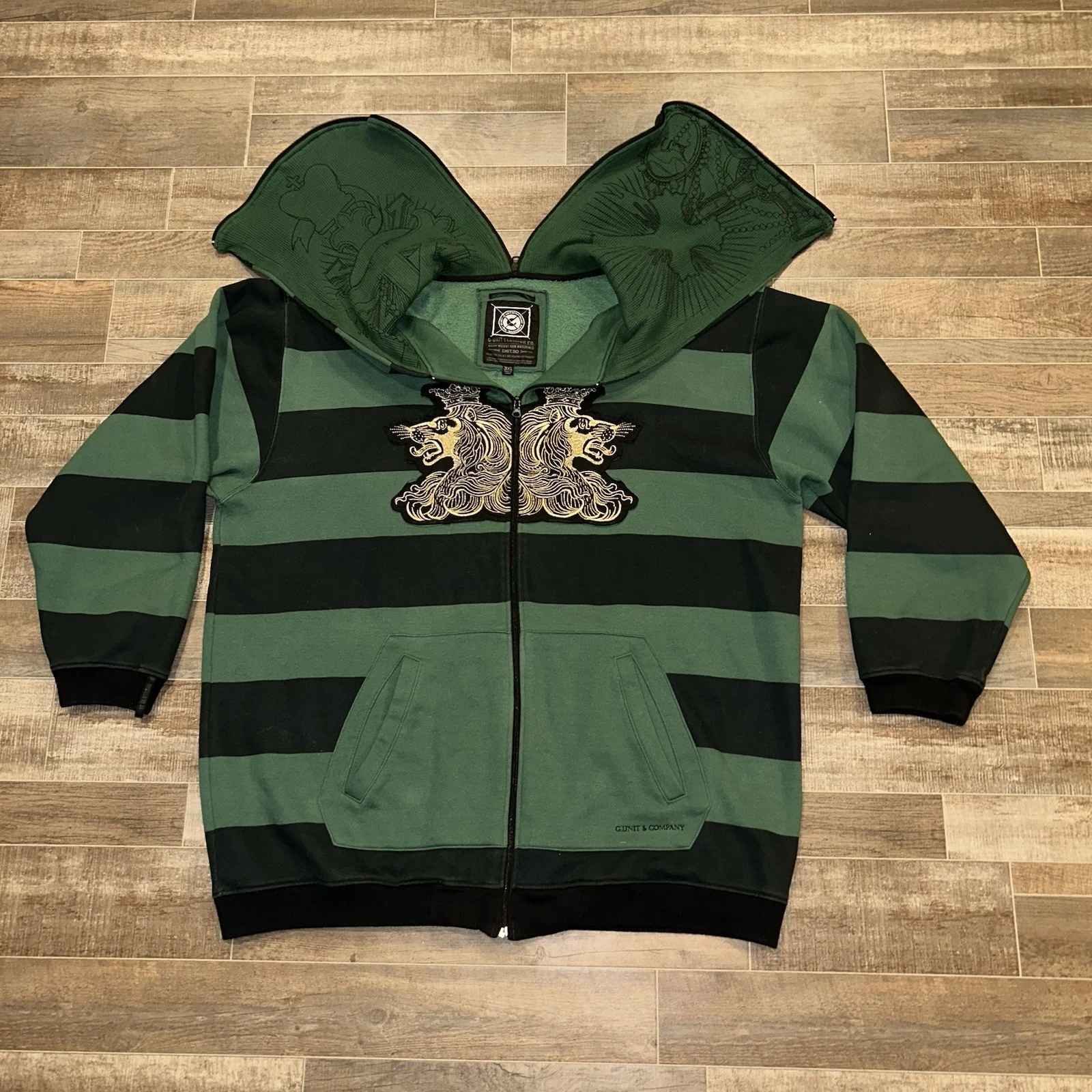 Vintage G Unit 50 Cent Hoodie Mens Sz 3XL Full Zip Embroidered Y2K Thermal Hood