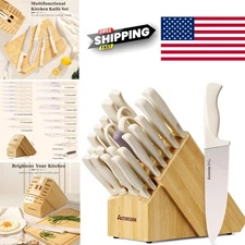 Ultra Sharp Kitchen Knife Set 22 Pieces High Carbon Stainless Steel Cream White