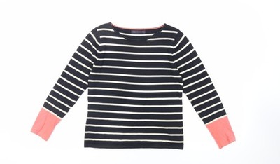 Marks and Spencer Damen Blau Rundhals Gestreift Baumwolle Pullover Pulli Größe 8