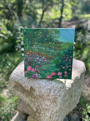 The Garden Remembers by Vivien Rose  Oil Painting, 8x8 inches