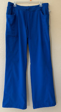 Women s Blue Scrub Pants Elastic Waist Drawstring Cargo Pockets Stretch Size L