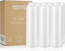 Wevac Vacuum Sealer Bags 11X16' Rolls 6 Pack for Food Saver, Seal a Meal, Weston