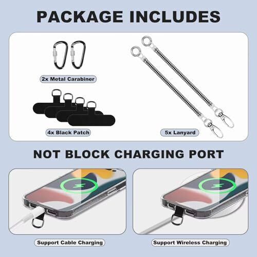 2 Pack Phone Lanyard Tether, Cell Phone Lanyard with 2x Carabiner Black 2 Pack - Bild 3 von 6
