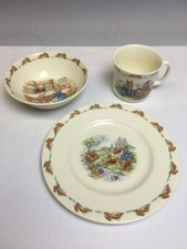 Vtg Royal Doulton Bunnykins English China 3 Piece Child Dish Set Plate Bowl Cup