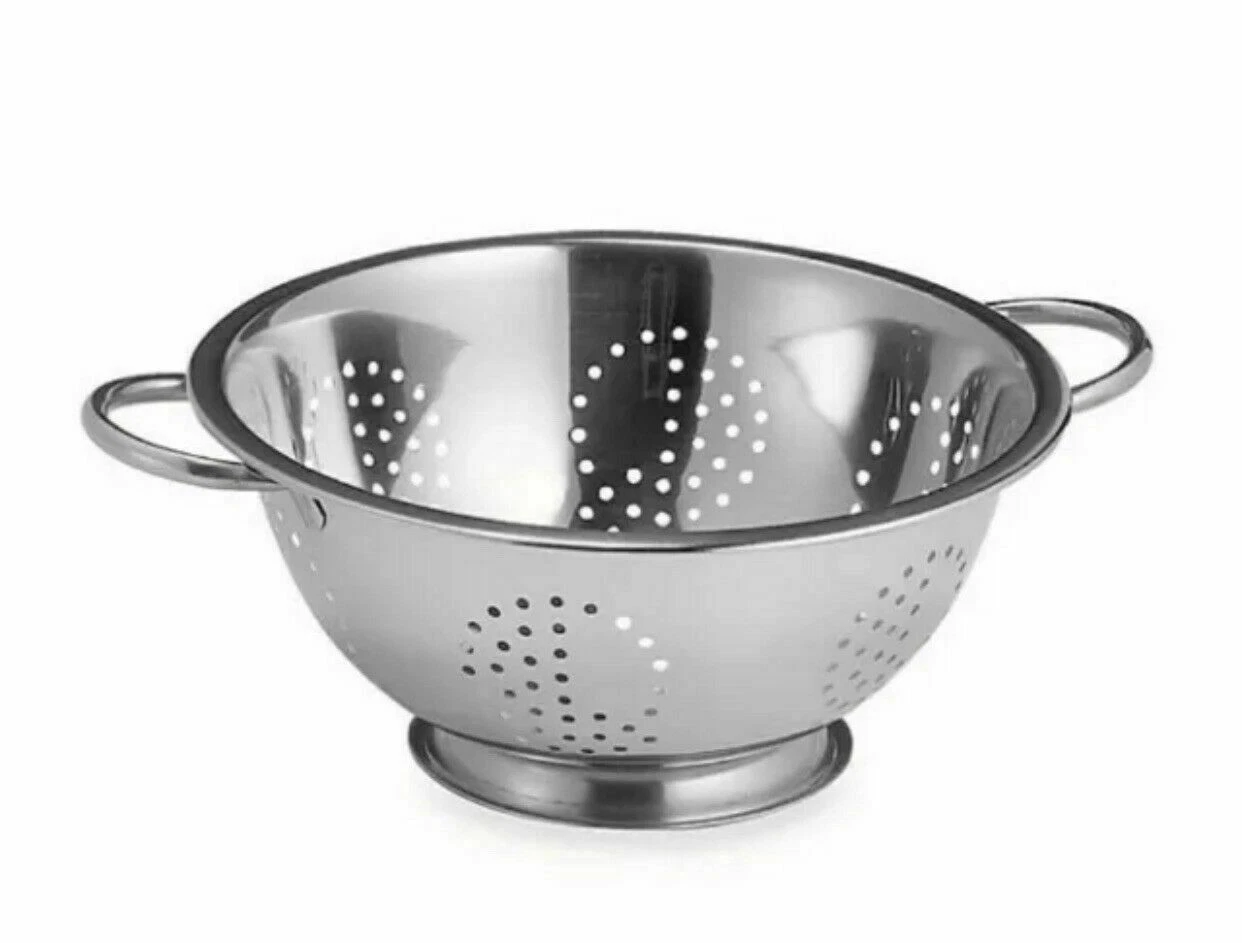 (6 Pack) Salt Stainless Steel 5 QT Colanders 11" Diameter FOOTED STRAINER (NEW)
