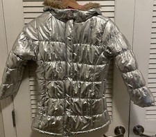 Girls Jacket Hoodie Full Zip Size 7/8 Silver