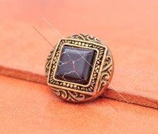 10X Western Retro Brass Floral Leathercraft Belt Real Black Turquoise Conchos 1"