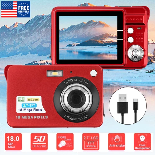 NEW Digital Camera HD 18MP 2.7'' TFT LCD screen Point and Shoot Camera 8X Zoom