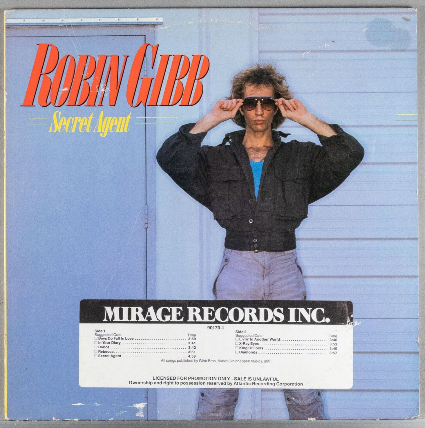 ROBIN GIBB Secret Agent 1984 LP Vinyl Record PROMO Album : EX/VG 90170-1